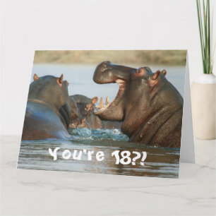 Funny Hippopotamus Hippo Happy 18. Geburtstag Karte