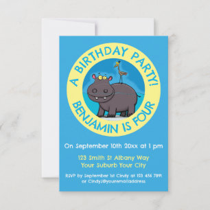 Funny Hippopotamus personalisiert Geburtstag Carto Einladung