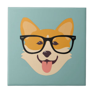 Funny Hipster Corgi Fliese