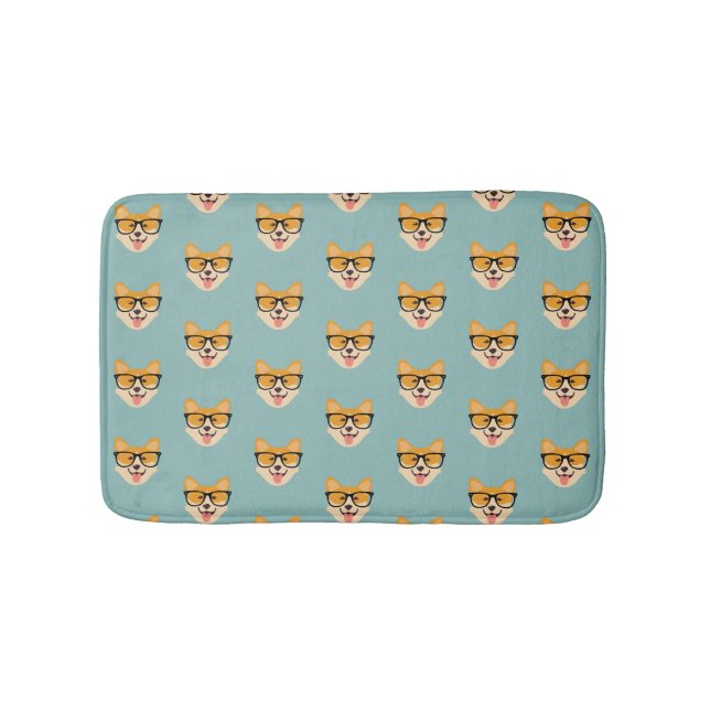 Funny Hipster Corgi Pattern Badematte (Vorderseite)