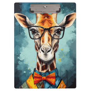 Funny Hipster Giraffe Zootiere Tiere Wildtiere Urb Klemmbrett