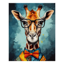 Funny Hipster Giraffe Zootiere Tiere Wildtiere Urb