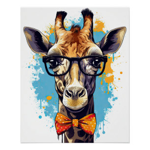 Funny Hipster Giraffe Zootiere Tiere Wildtiere Urb Poster