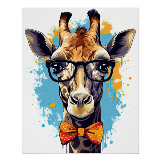 Funny Hipster Giraffe Zootiere Tiere Wildtiere Urb Poster (Vorderseite)