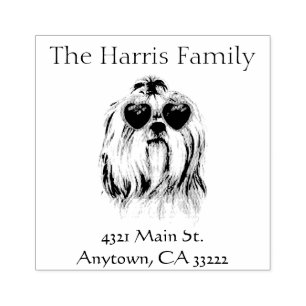 Funny Hipster Lhasa Apso Personalisiert Gummistempel