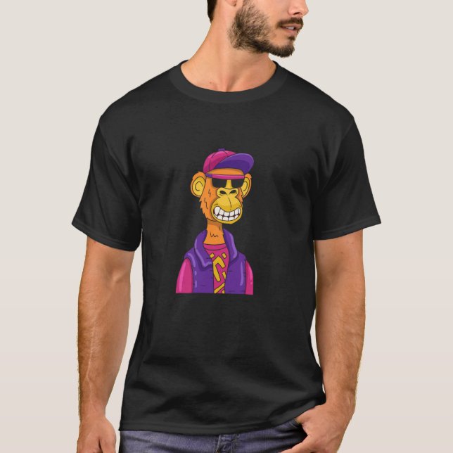 Funny Hipster Monkey Cartoon Illustration Graphic T-Shirt (Vorderseite)