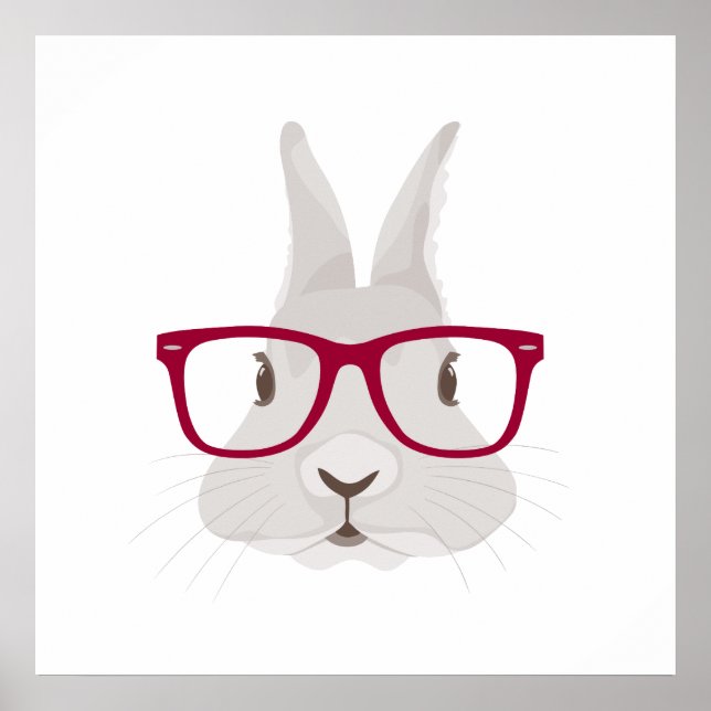 Funny Hipster Osterhase mit roten Felgenbrillen Poster (Vorne)
