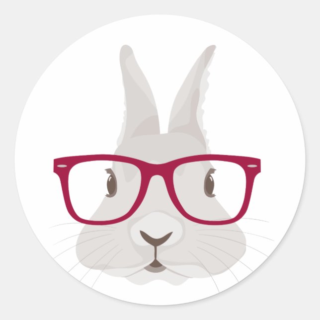 Funny Hipster Osterhase mit roten Felgenbrillen Runder Aufkleber (Vorderseite)