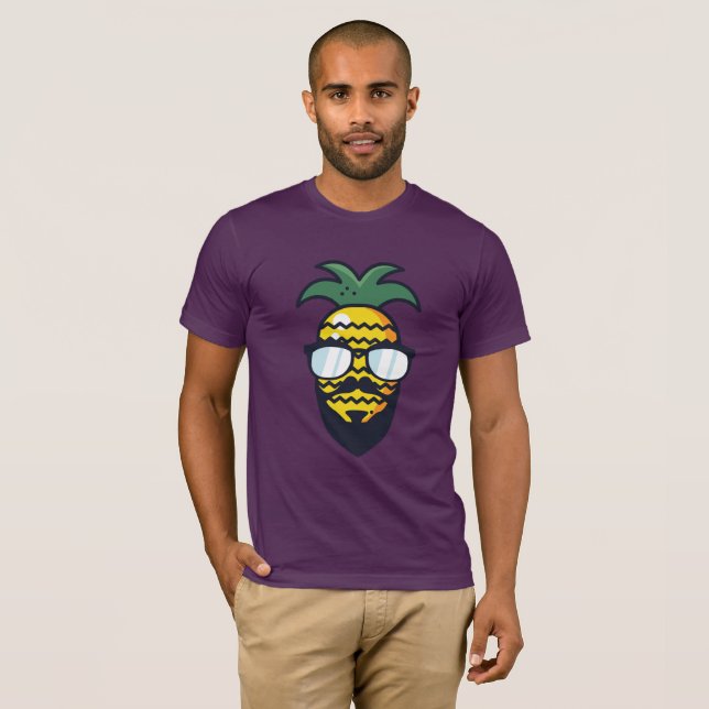 Funny Hipster PINEAPPLE Bartes Shades Rastafarian T-Shirt (Vorne ganz)