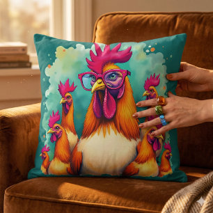 Funny Hipster Réoster Retro Pop Kunst, Dichtung un Kissen