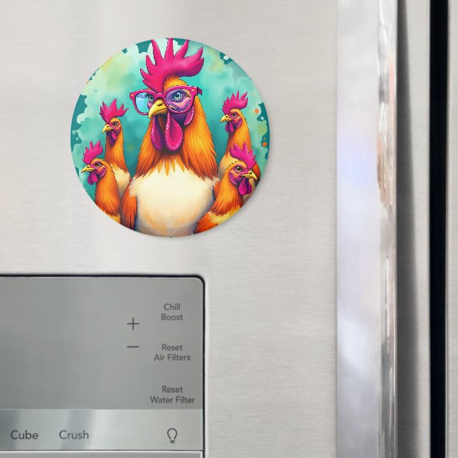 Funny Hipster Réoster Retro Pop Kunst, Dichtung un Magnet (In Situ (Kühlschrank))