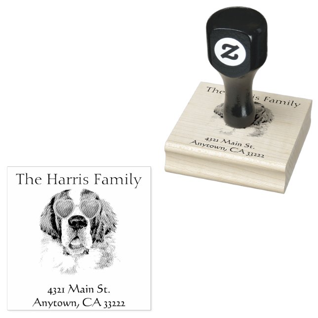 Funny Hipster Saint Bernard Personalisiert Gummistempel (Stempel)