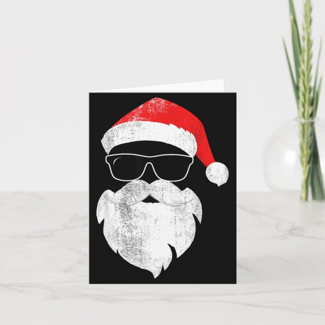 Funny Hipster Santa Face With Hat Beard &amp; Gles Karte (Vorderseite)