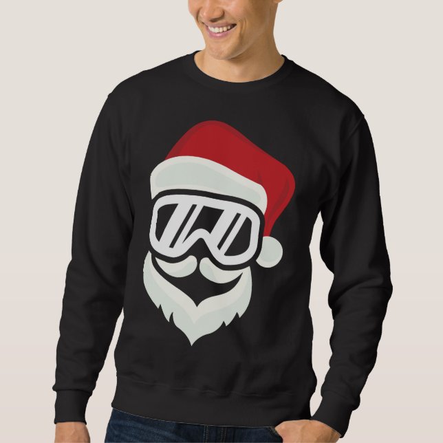 Funny Hipster Santa mit Ski Goggles Snowboard Gif Sweatshirt (Vorderseite)