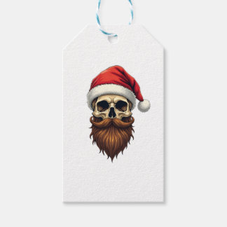 Funny Hipster Santa Skull Face With Hat Beard Chri Geschenkanhänger