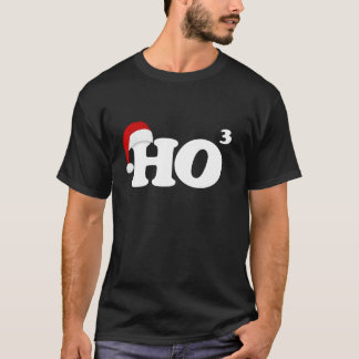 Funny HO Cubed Christmas Santa Hat Holiday Math De T-Shirt