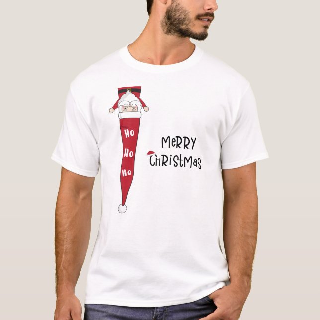 Funny Ho Ho Ho Frohe Weihnachtsmann T-Shirt (Vorderseite)