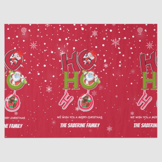 Funny HO HO HO Retro Christmas Festive Holidays Seidenpapier (Vorderseite)