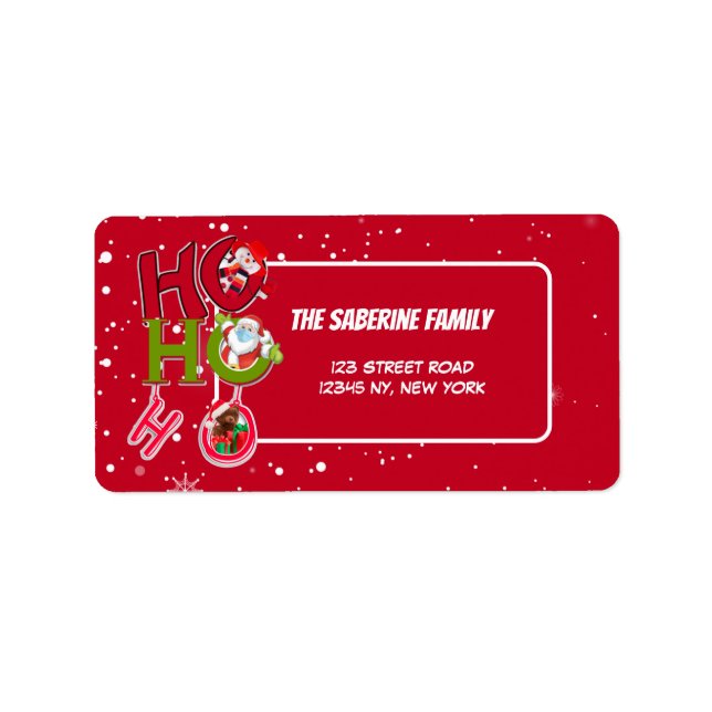 Funny HO HO HO Retro Weihnachtsansprache Adressaufkleber (Vorne)