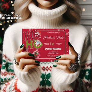 Funny HO HO HO Retro Weihnachtsfeier Party Einladu Einladung