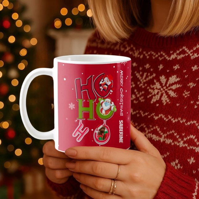 Funny HO HO HO Retro Weihnachtsfeiertag Kaffeetasse (Von Creator hochgeladen)