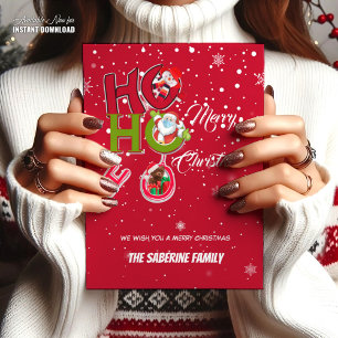 Funny HO HO HO Retro Weihnachtsfeiertag Postkarte