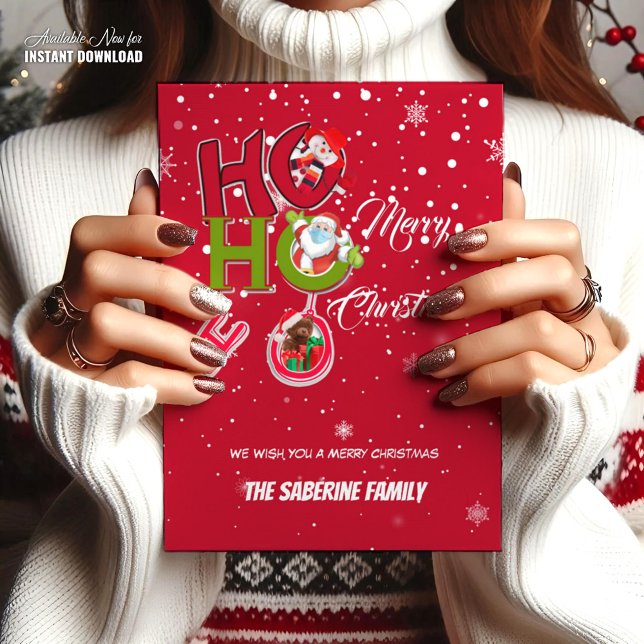 Funny HO HO HO Retro Weihnachtsfeiertag Postkarte (Von Creator hochgeladen)