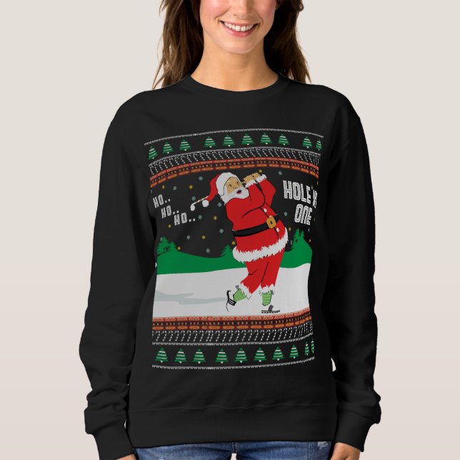 Funny Ho Ho Ho Ugly Santa Golf Weihnachtskraut J Sweatshirt (Vorderseite)