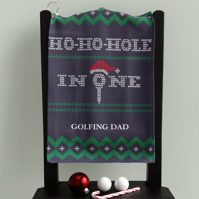 Funny Ho Ho Hole in One Blue und Green Golf Handtu Golfhandtuch (Ho ho ho! Perfect golf towel for your Golfing Dad. Just add his name)