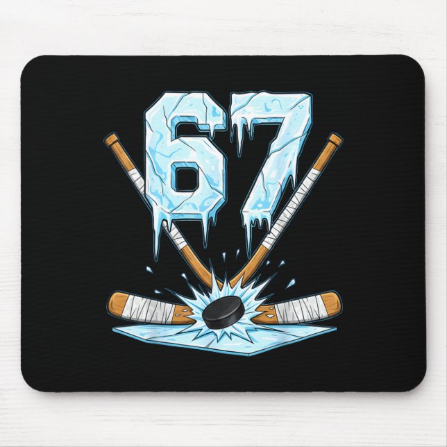 Funny Hockey 67 Meme 6-7 Six Seven Gen Alpha Ice H Mousepad (Vorne)