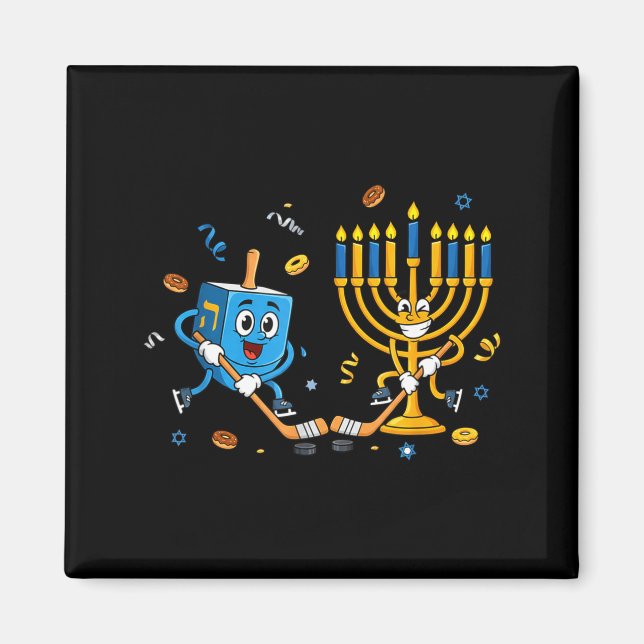Funny Hockey Dreidel Menorah Hanukkah Kids Womens  Magnet (Vorne)