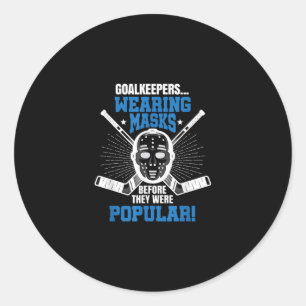 Funny Hockey Goalie Mask Pun Ice Hockey Runder Aufkleber