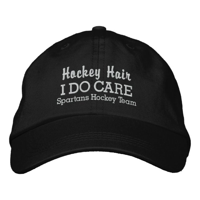 Funny "Hockey Hair I DO Care" benutzerdefinierter  Bestickte Kappe (Vorderseite)
