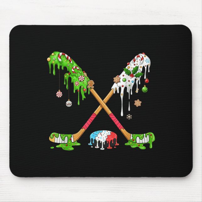 Funny Hockey Holiday Candy Cane Gingerbread  Mousepad (Vorne)