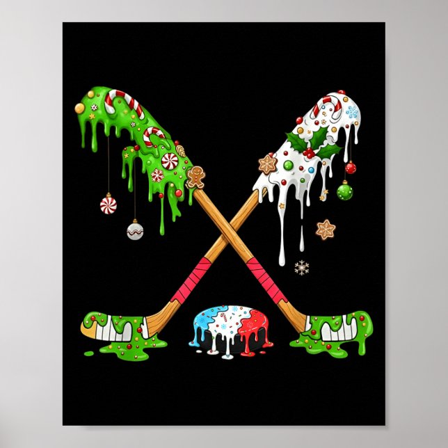 Funny Hockey Holiday Candy Cane Gingerbread  Poster (Vorne)