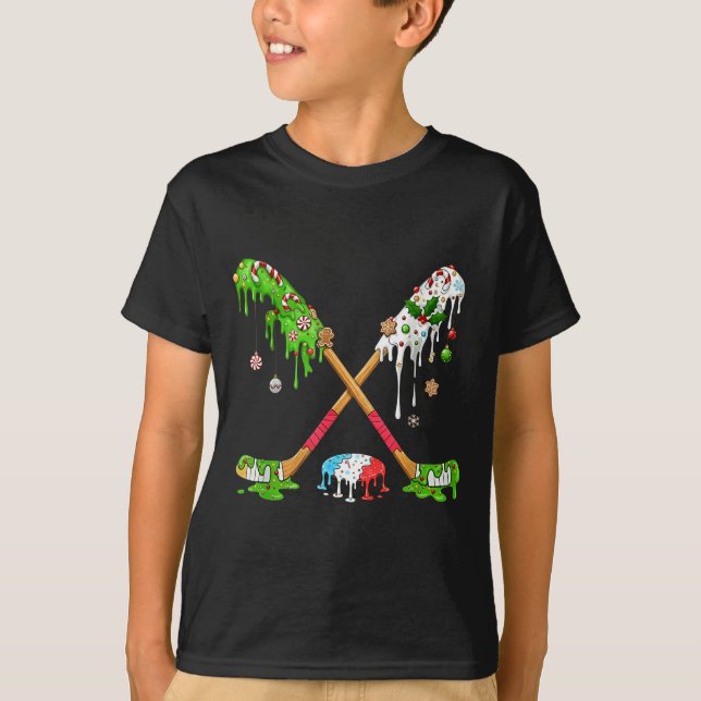 Funny Hockey Holiday Candy Cane Gingerbread  T-Shirt (Vorderseite)