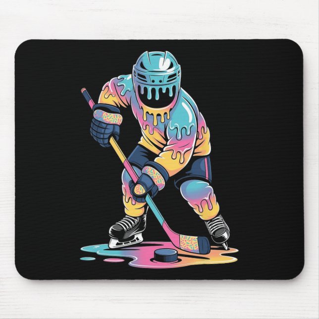 Funny Hockey Ice Cream Drip Boys Youth Hockey Play Mousepad (Vorne)