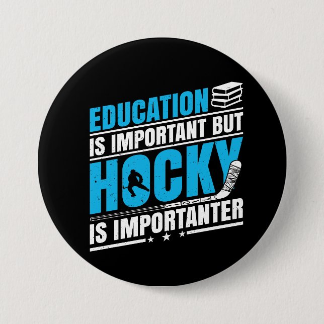 Funny Hockey ist wichtig Button (Vorderseite)