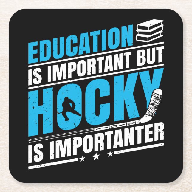 Funny Hockey ist wichtig Rechteckiger Pappuntersetzer (Vorderseite)