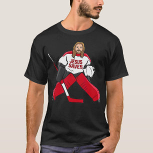 Funny Hockey Jesus Rette Hockey Goalie T-Shirt