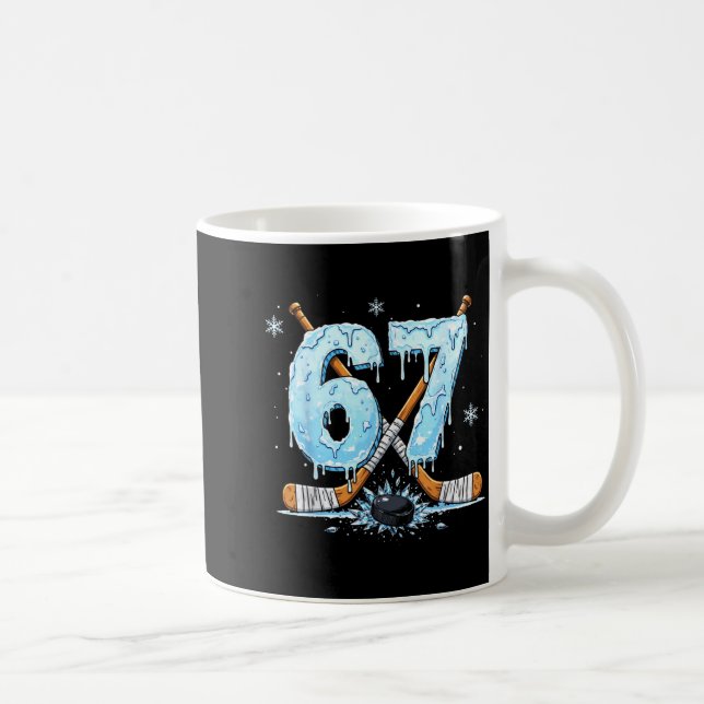 Funny Hockey Lovers Drip 6-7 Number Six Seven Puck Kaffeetasse (Rechts)