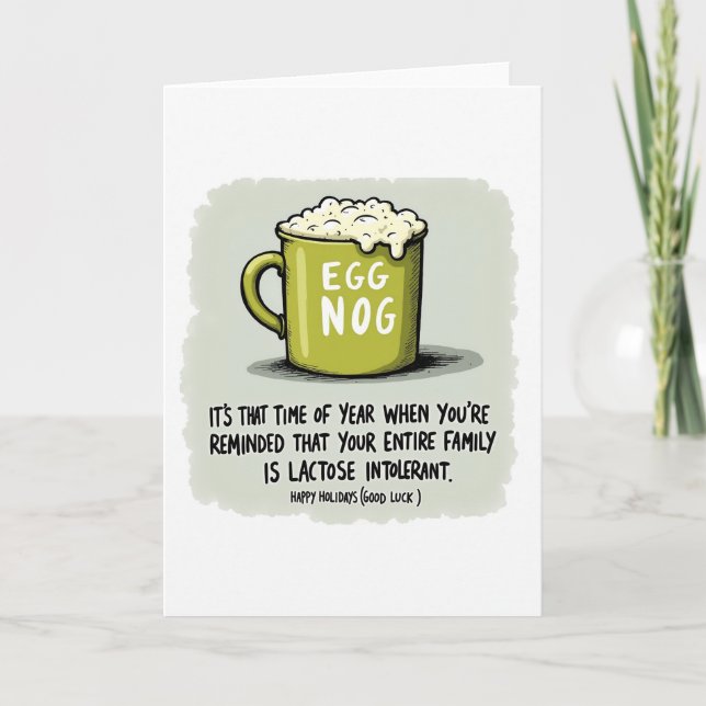 Funny holiday card eggnog lactose intolerant karte (Vorderseite)