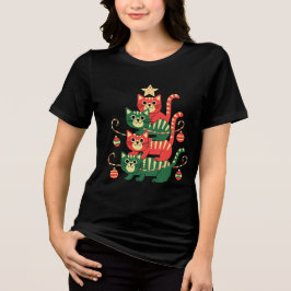 Funny Holiday Cat Lovers Gift Tri-Blend Shirt