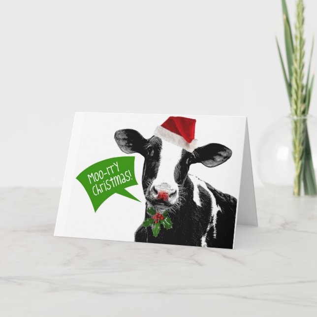 Funny Holiday Cow Merry Moo-Rry Weihnachten (Vorderseite)