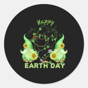 Funny Holiday Earth Day Happy Gnomes Arbor Day Flo Runder Aufkleber