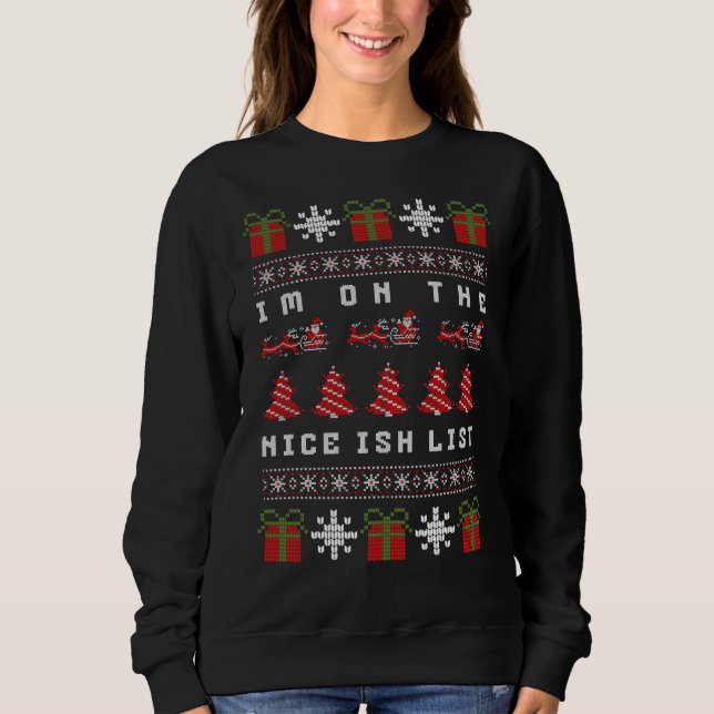 Funny Holiday "Nice-ish List" Schweden Sweatshirt (Vorderseite)