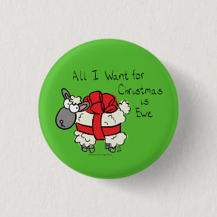 Funny Holiday Niedliche Schafe Weihnachten Cartoon Button