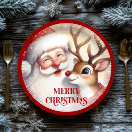 Funny Holiday Paper Plates Santa Claus Rudolph Pappteller