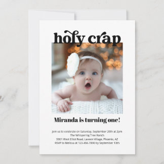 Funny Holly Crap Girl oder Boy First Birthday Part Einladung
