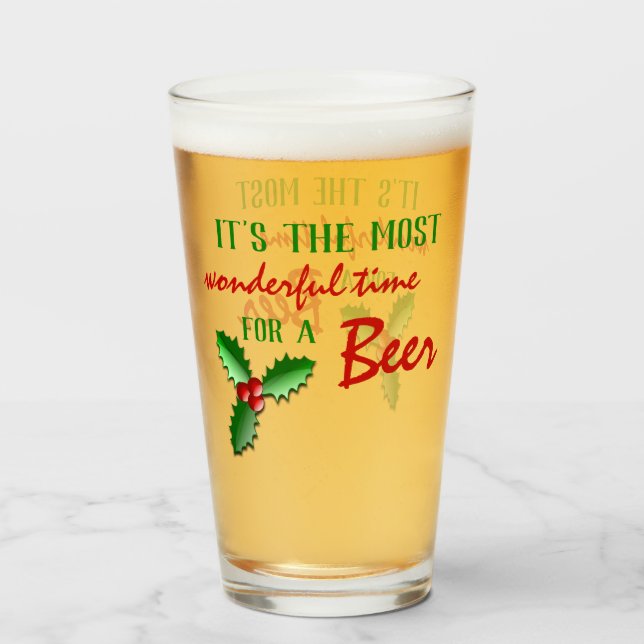 Funny Holly Jolly Red Berries Green Blätter Glas (Vorne (Gefüllt))